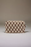 Zenana Checkered Pattern Knitted Cosmetic Pouch