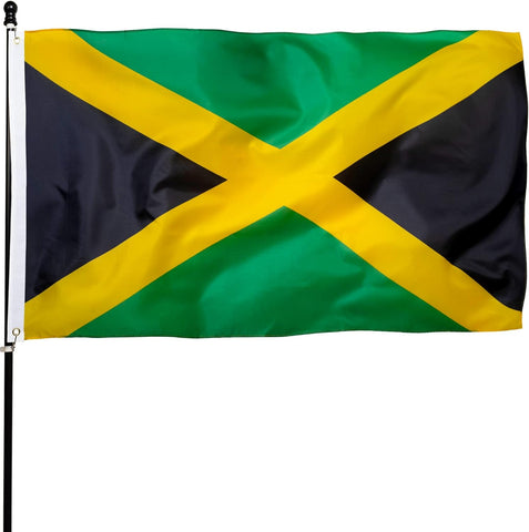 DANF Jamaica Flag 3X5 Ft Thick Polyester, Fade Resistant, Brass Grommets, Canvas Header Jamaican National Flags 3 X 5 Feet