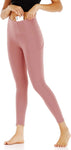 Target Workout Leggings Women'S High Waisted Yoga Pants with Side Pockets Running Trousers Tummy Control Stretch Tights Pink L US 8 10