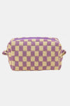 Zenana Checkered Pattern Knitted Cosmetic Pouch
