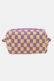 Zenana Checkered Pattern Knitted Cosmetic Pouch